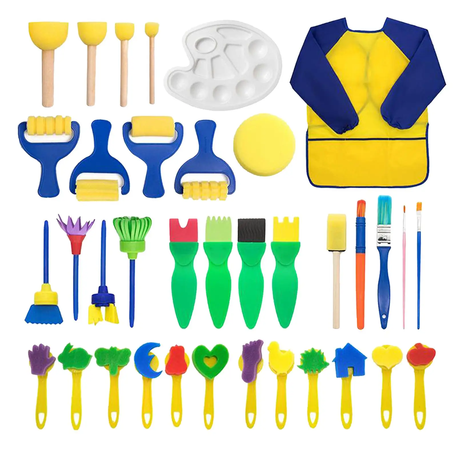 36pcs Kids Paint Brushes Sponge Painting Brush Set for Children Crafts