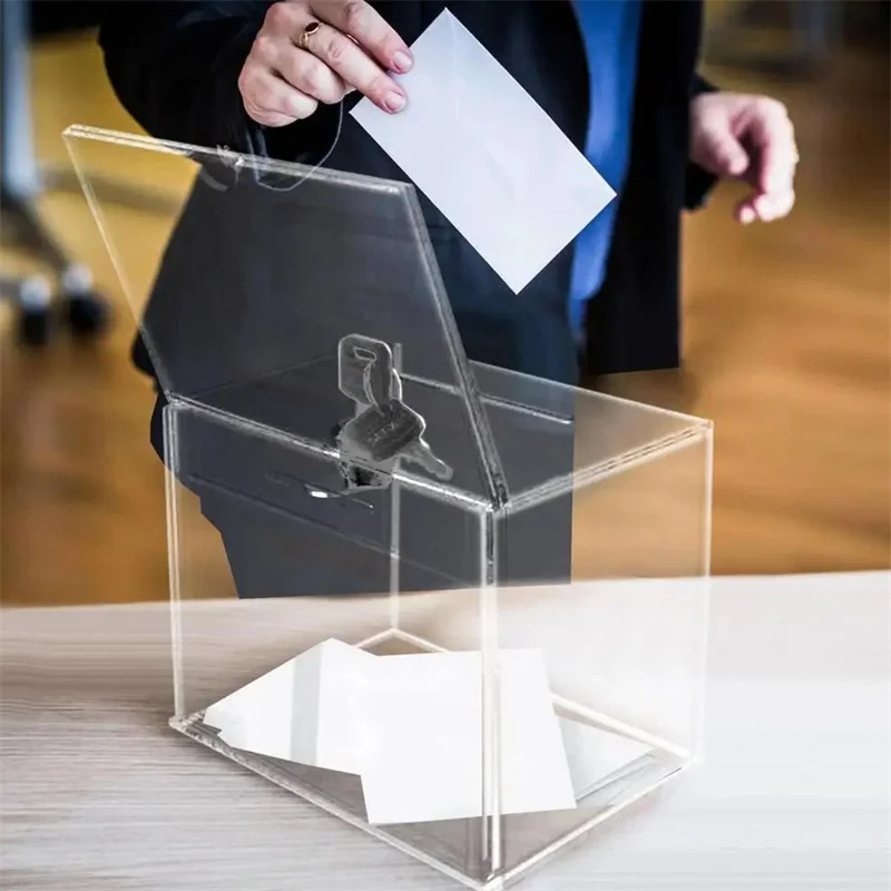 

Transparent Acrylic Donation Collection Box Perspex Charity Fundraising Box With Key Lock For Non-profitable Group Charity