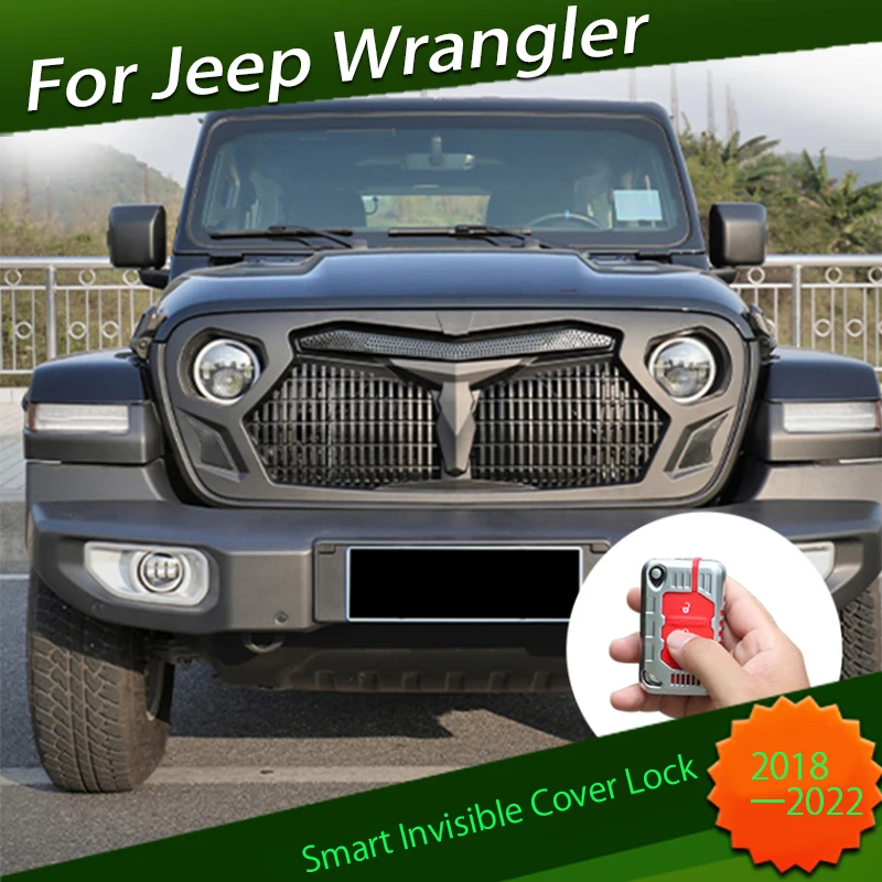 Intelligent Invisible Machine Cover Lock Fit for Jeep JL Wrangler 2018 - 2022 Machine Cover Lock Access Control Synchronization