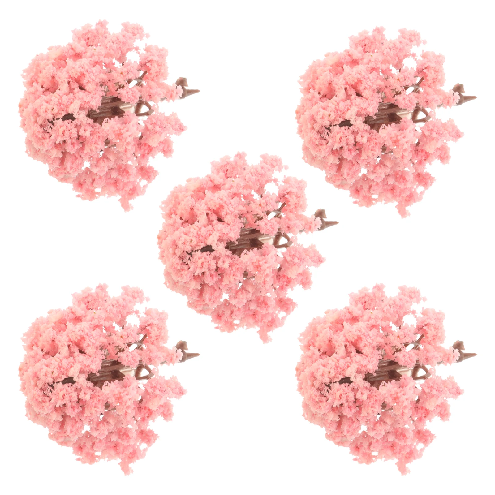 

5 Pcs Pink Cherry Blossom Tree Miniature Artificial Plant Model for Sand Table Scene Layout Adornment Lightweight Easy Storage