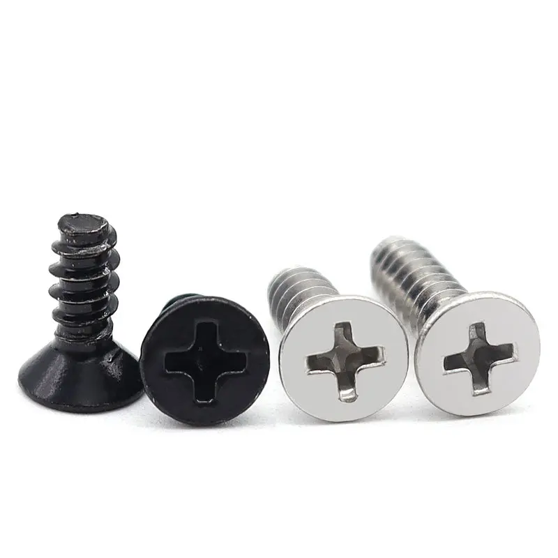 M1 M1.2 M1.4 M1.7 M2~M4 Phillips Countersunk Flat Head Self Tapping Screws Cross Flat Tail Woodworking Screws Black Plated Steel