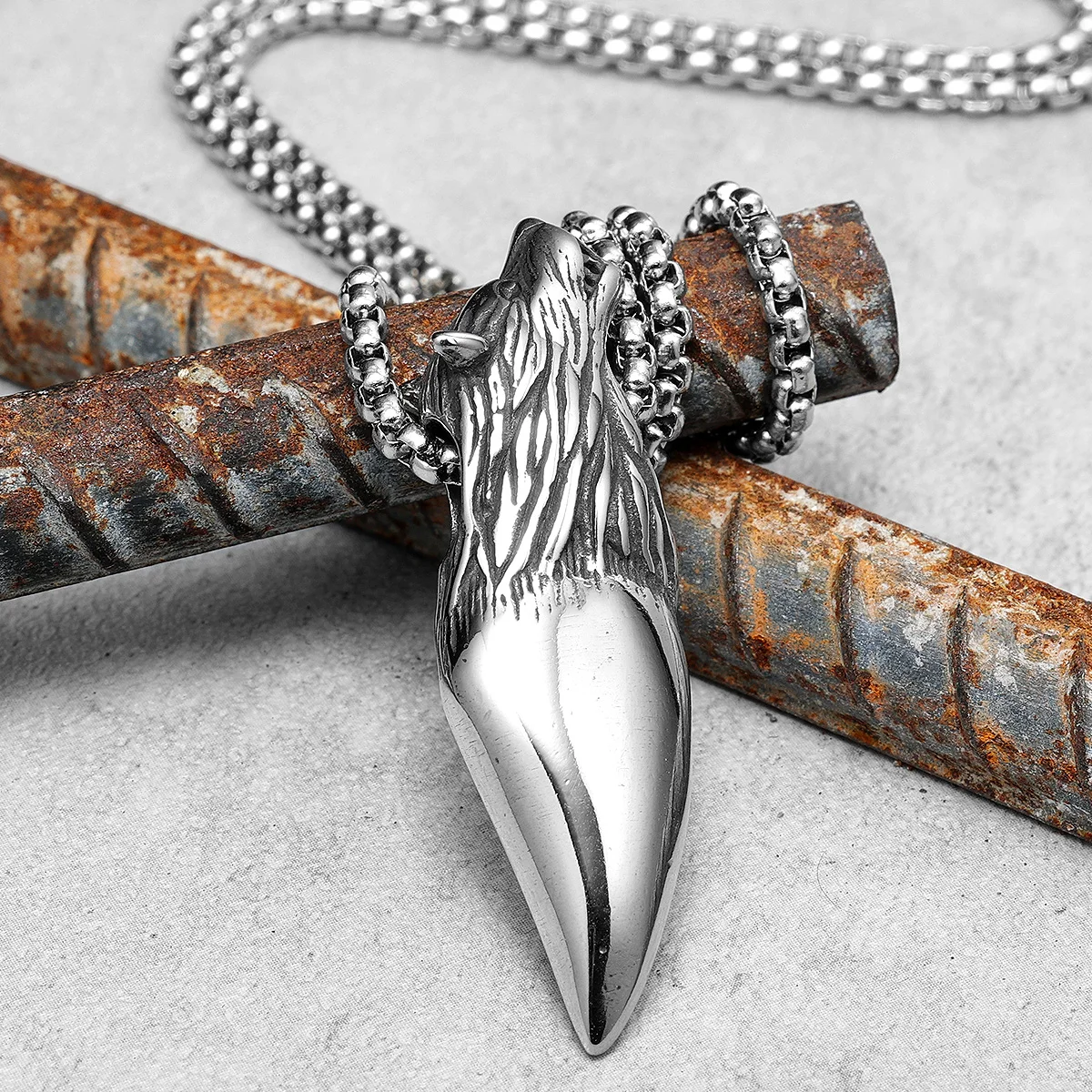 

Simple Wolf Tooth Men Necklaces With Pendant Stainless Steel Jewelry For Male Women Punk Hip Hop Accessories Gifts Wholesale