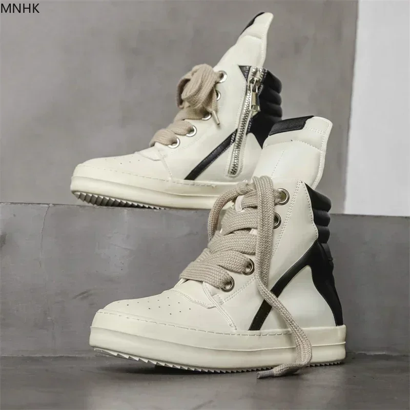 

Осень-зима, новые модные высокие кеды, универсальная кожаная повседневная обувь для мужчин, лоферы на плоской подошве, спортивные прогулочные кроссовки, ботильоны