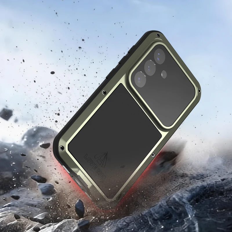 Etui na telefon Love Mei do Samsunga S26 Ultra i S26 FE, wykonane z silikonu, o wysokiej jakości, z metalowymi elementami, zapewniające ochronę na poziomie wojskowym, odporne na wstrząsy i kurz. — zdjęcie produktu 3