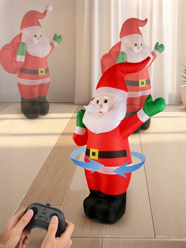 2.4GHZ Remote Control Inflatable Christmas Santa Claus USB Rechargeable Christmas Inflatable Santa Claus Christmas Gift for Kids