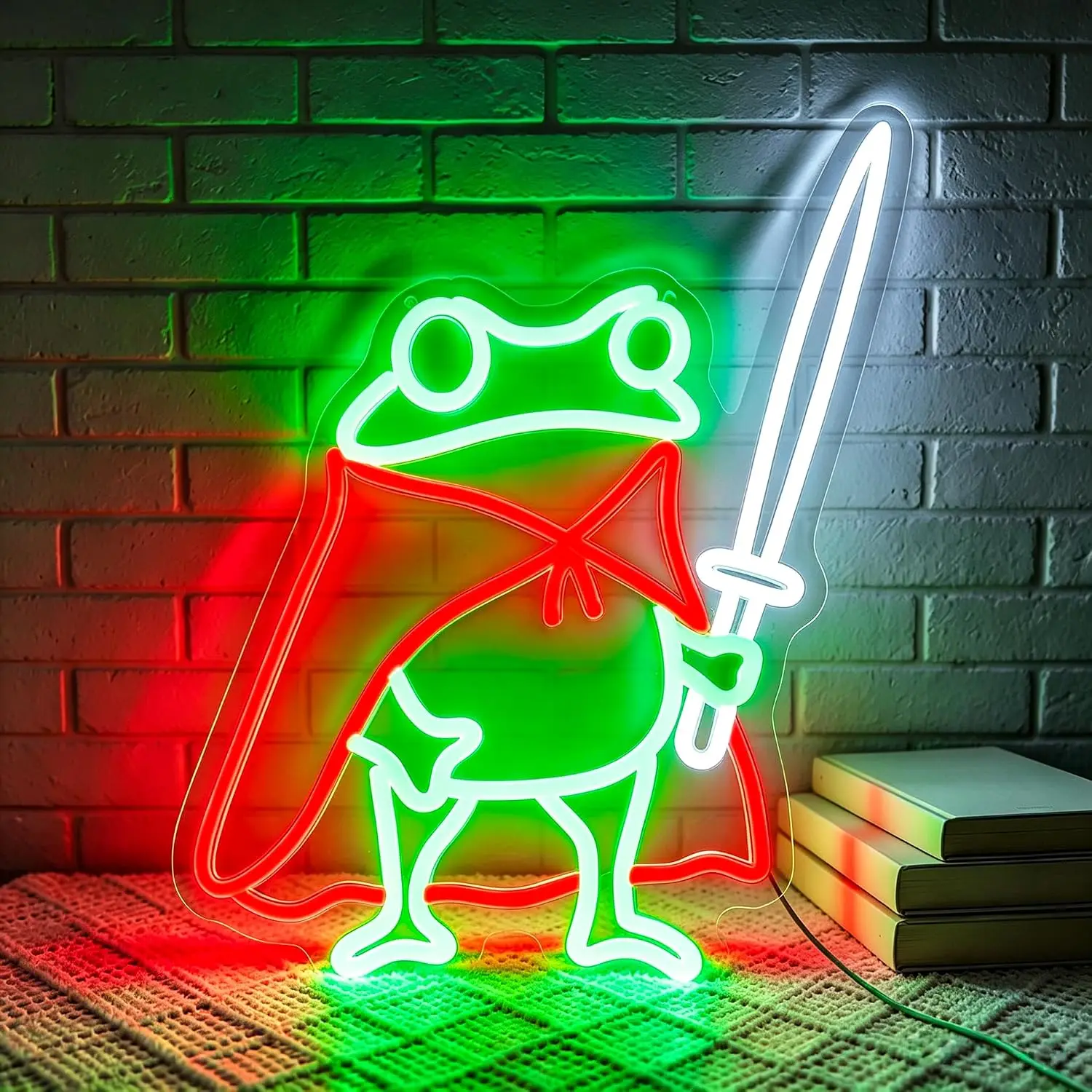 Cartoon Warrior Frog LED Neon Sign USB Powered Acrylic Wall Light Game Room Bedroom Man Cave Bar Hanging Aesthetic Decor Light