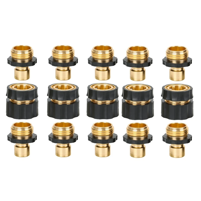 

Garden Hose Quick Connect Fittings With Water Stop, Metal Hose Quick-Connect Fittings, 3/4 Inch GHT Quick Connector Set Durable