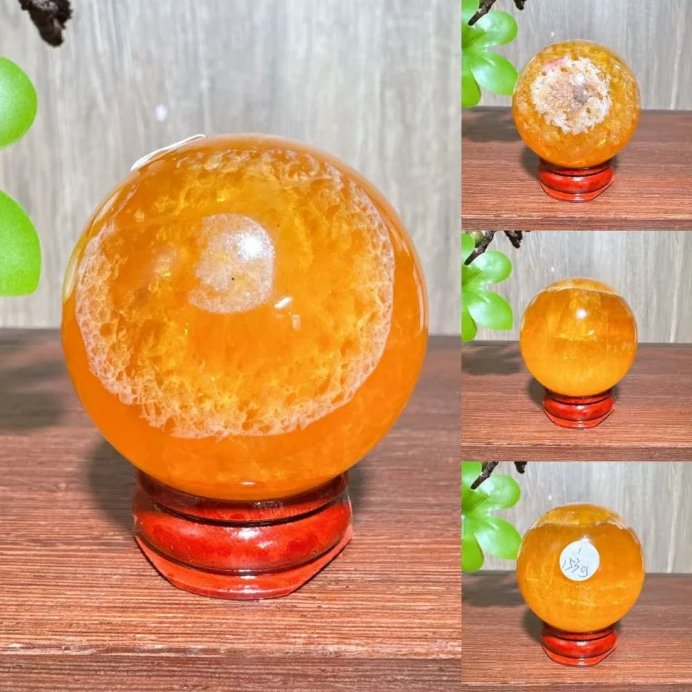 

1PC Natural Yellow Mica Fluorite Stone Sphere Healing Crystal Reiki Energy Home Scene Decoration Gifts +Stand