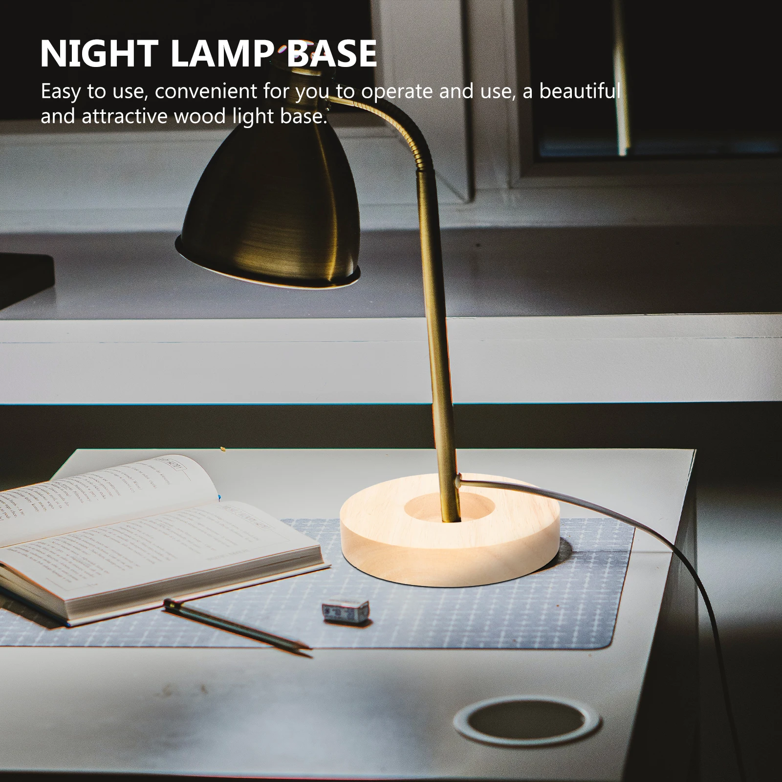 

5Pcs Solid Wood Round Lamp Base Night Light Stand Table Lamp Accessories Bedroom Living Room Office Night Light Stand