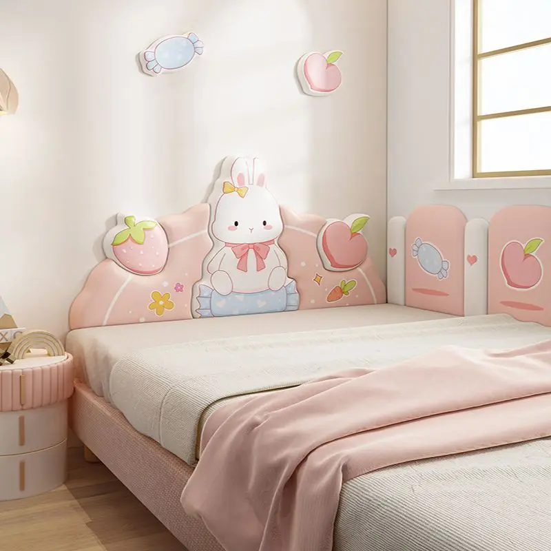 Schöne rosa Kaninchen Cartoon Bett Kopfteil Kopfteil Aufkleber Antik ollision Wand paneele Cabecero Cama Tete de Lit