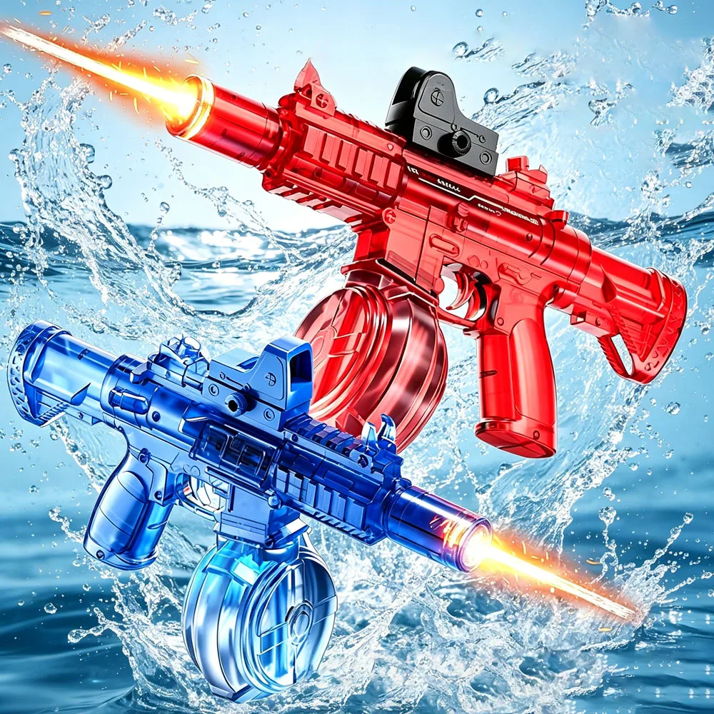 

Electric water guns M416 for adults, with lights, automatic water suction shoot, summer toy for outdoors and beach gift