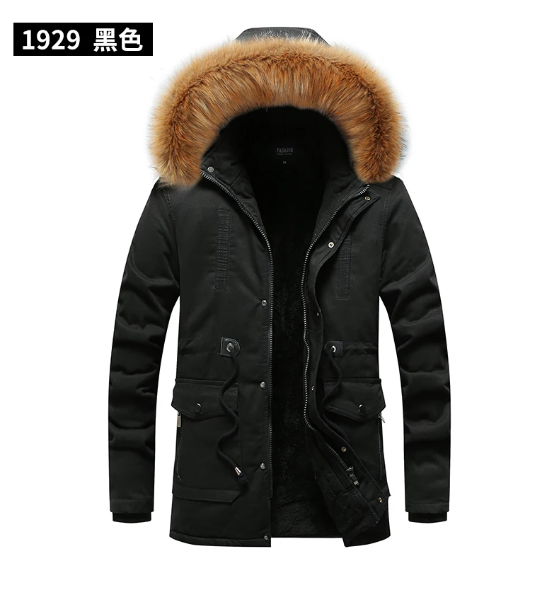 Autumn and winter jacket cotton-padded jacket for men plus fleece thickened wash cotton-padded coat medium long coat hooded cott