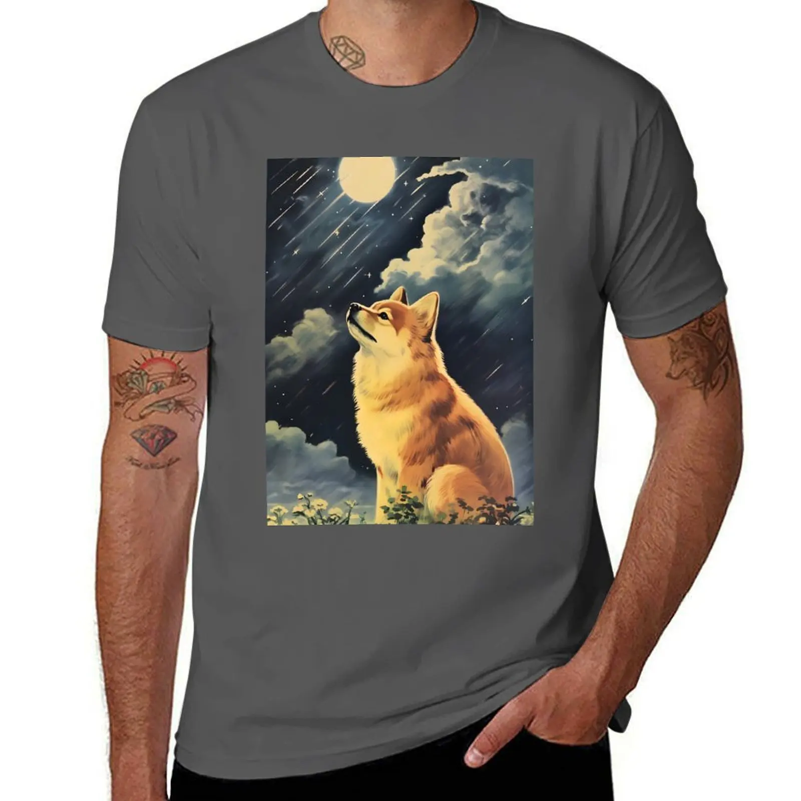 

Shiba Inu and a Rainy Night T-Shirt essential t shirt t shirt man designer T-Shirt