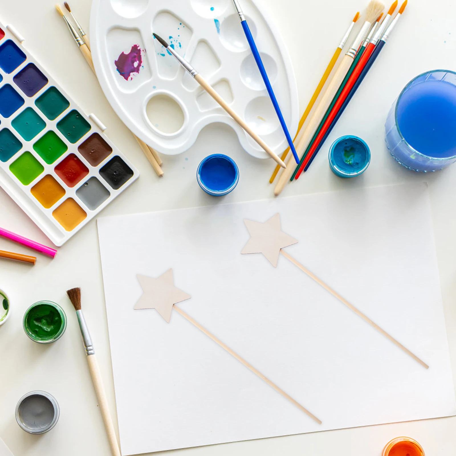 10 قطعة لتقوم بها بنفسك مجموعة عصا النجوم الخشبية فارغة لم تنته الجنية عصا للأطفال الأميرة الحرفية لوازم الحفلات عصا نجمة الخشب الجنية عصا #4