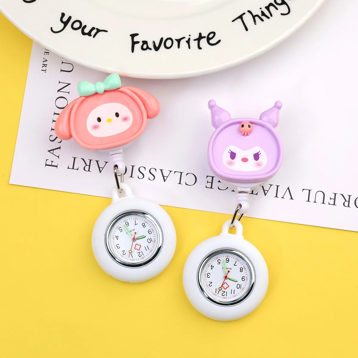 10 шт./лот, медсестра, доктор, больница, медицинские работники, милый кот, собака, здравоохранение, подвесной зажим, катушка для значка, карманные часы, выдвижные часы