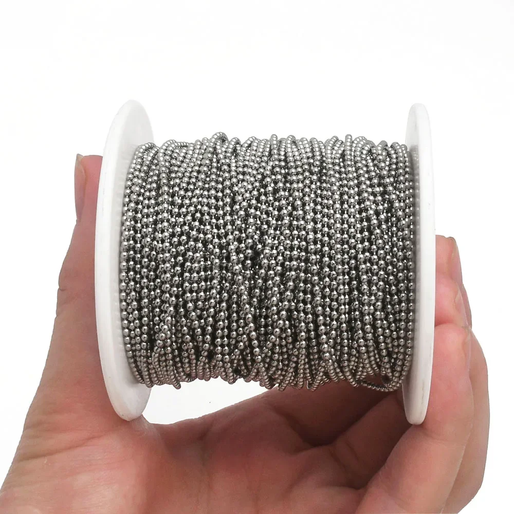 2-30M Ball Bead Chain, 304 Stainless Steel Bead Chain for Roller Shades, Window Blinds Dog Tags, J 1.5mm 2.0mm 2.4mm 3.0mm