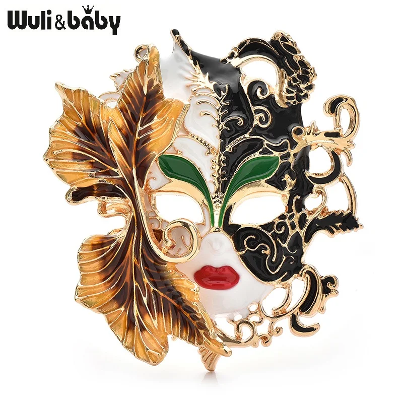 Wuli&baby Vintage Beautiful Art Face Brooches Pins For Women Lady 5-color Charming Figure Party Brooch Gifts