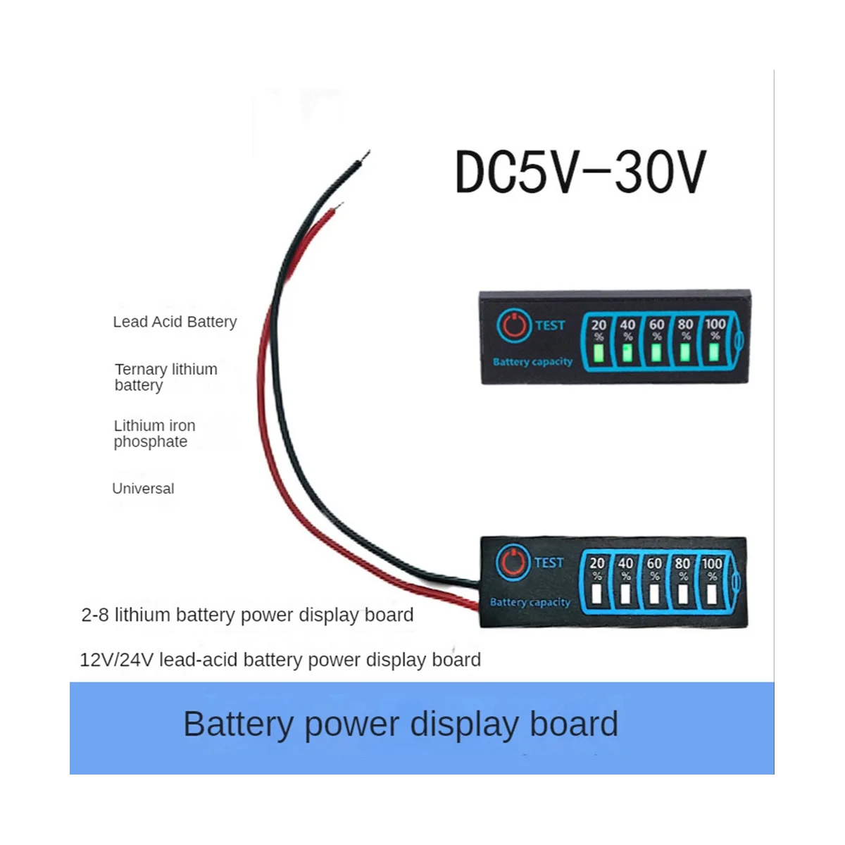 18650 - Lithium 5-30V Lead Acid Battery Level Indicator Tester LCD Display Meter Module Capacity Voltage Meter