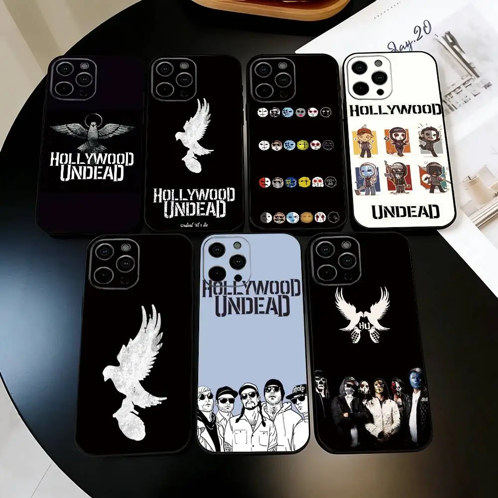 

H-Hollywood U-Undead Band Phone Case For iPhone 17,16,15,14,13,12,11 Plus,Pro Max,XS,Soft Silicone Black Cover