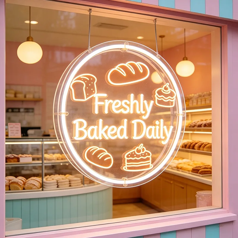 Bread cake modeling neon custom baking shop window ambient light acrylic LED luminous sign