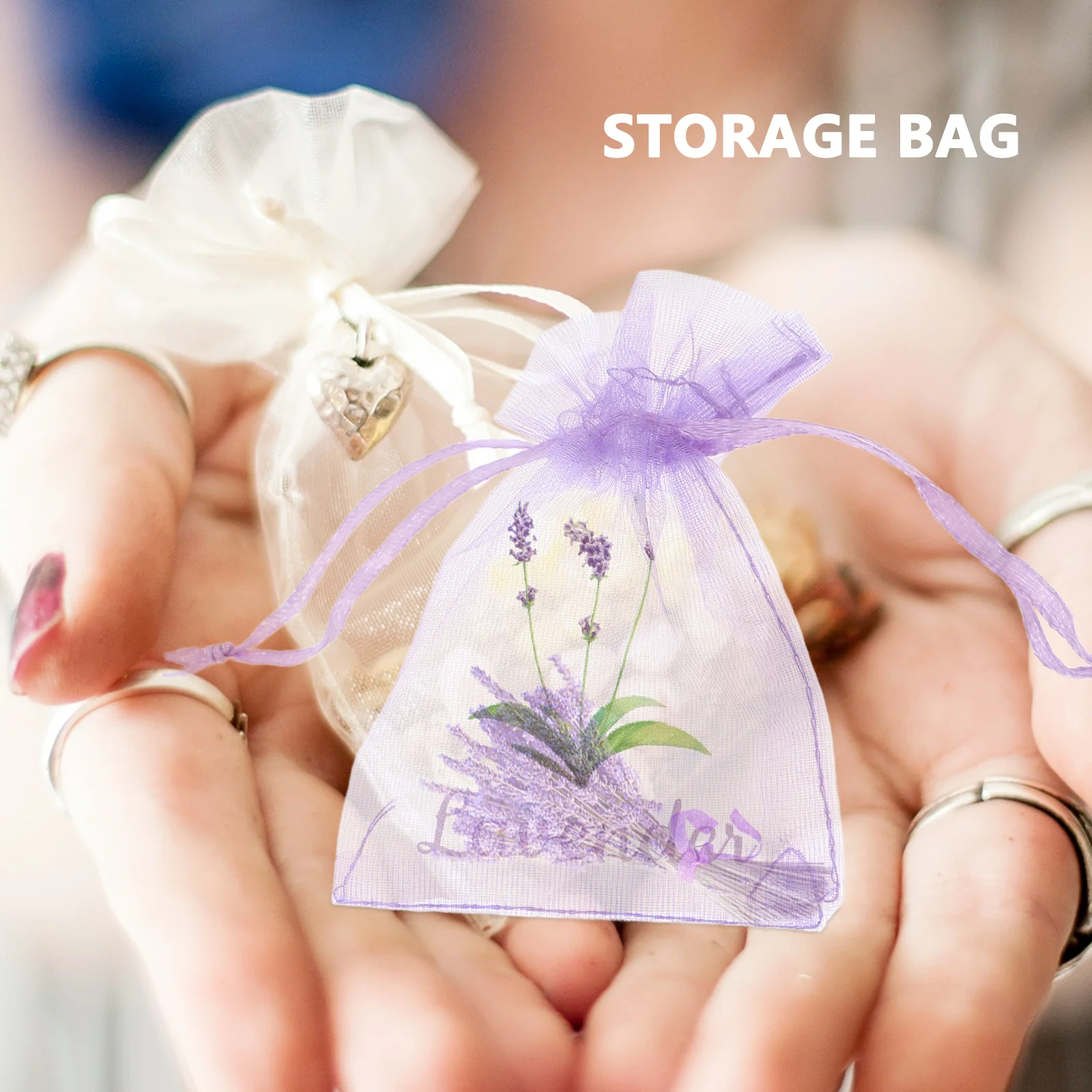 20 Pcs Lavender Bag Drawstring Spice Small Flower Sachet Fragrance Pouch Gauze Dried Container