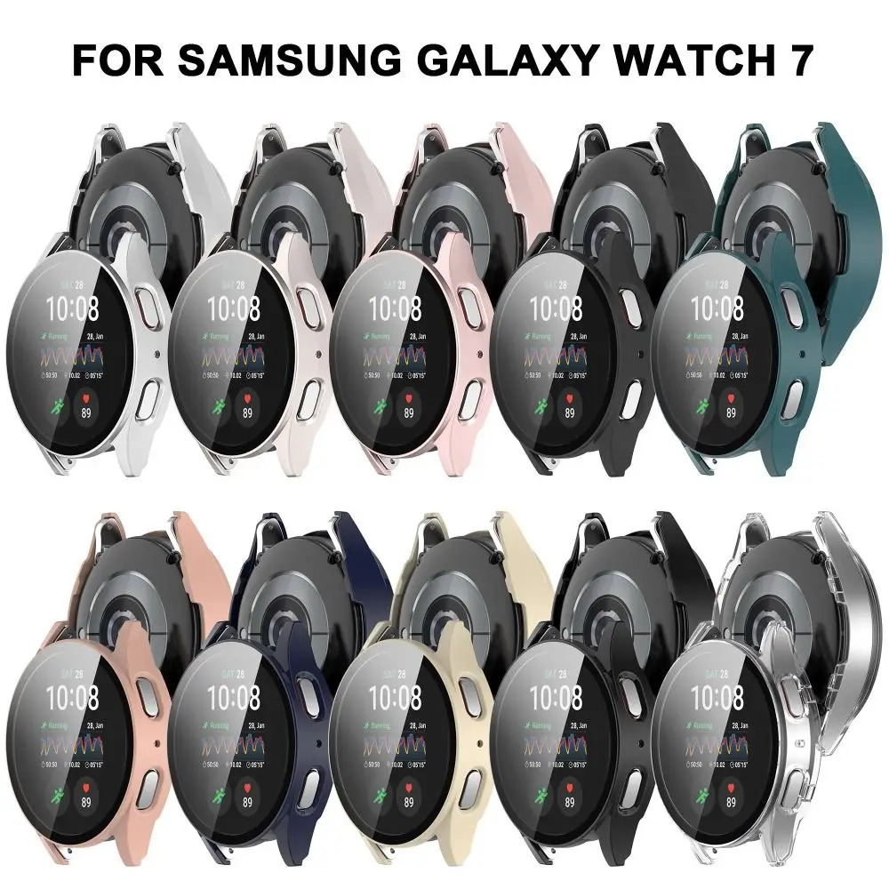 PC+Tempered Protective Case Full Coverage Smart Watch Screen Protector Anti-Scratch for Samsung Galaxy Watch 7 40/44MM