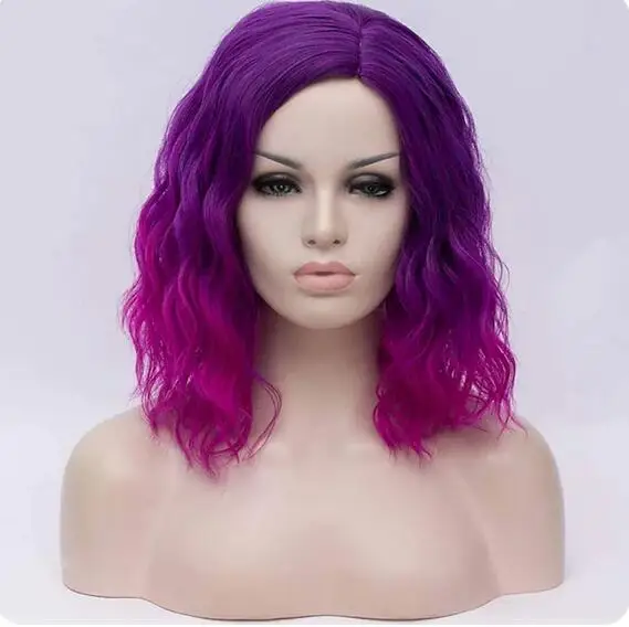 Black White Wigs for Women Blue Pink Purple Green Multicolored Synthetic Hair Wig Cosplay Wigs Halloween