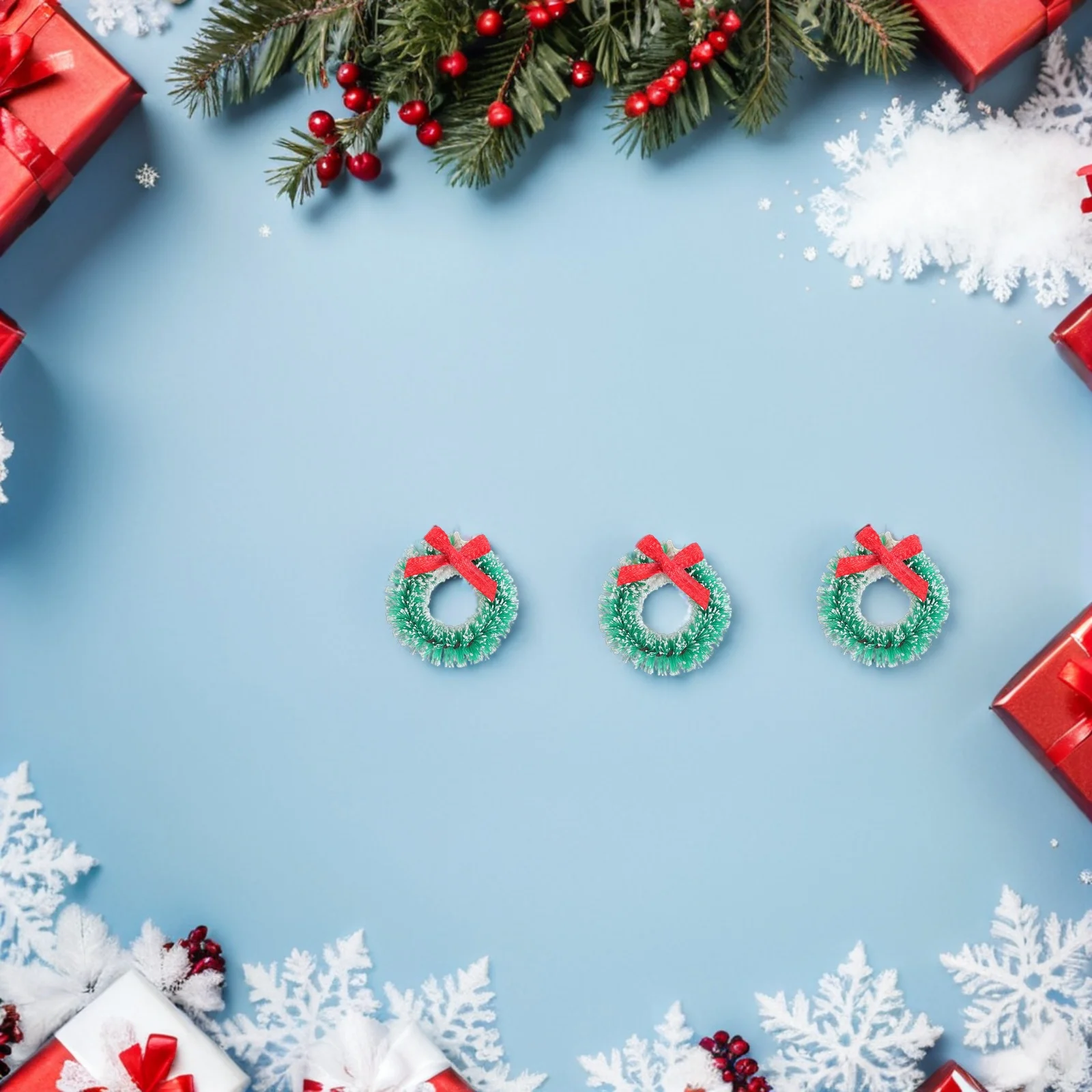 

24pcs Mini Christmas Garland 2.5Cm Artificial Greenery With Bowknot For Door Wall Mantel Table Stairs Fireplace Holiday