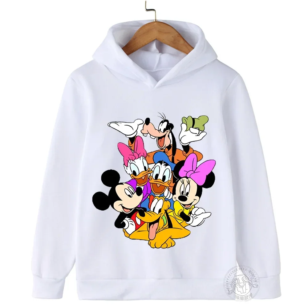

Disney Minnie Mickey print children's and youth casual comfortable hooded sweatshirt cartoon fashion autumn and winter clothing