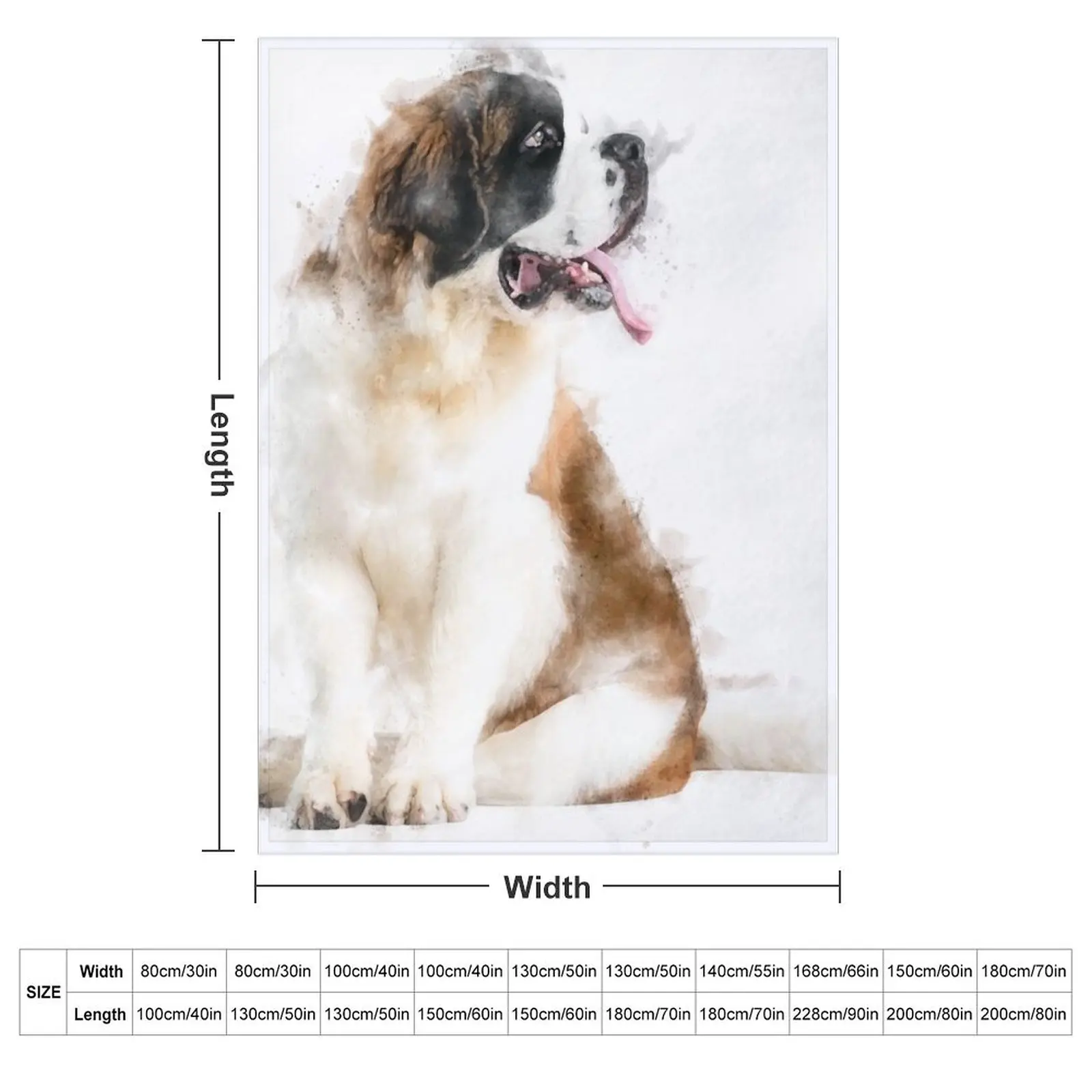 Saint Bernard Watercolour Artwork Throw Blanket couch cozy soft plush fuzzy picnic outdoor blanket
