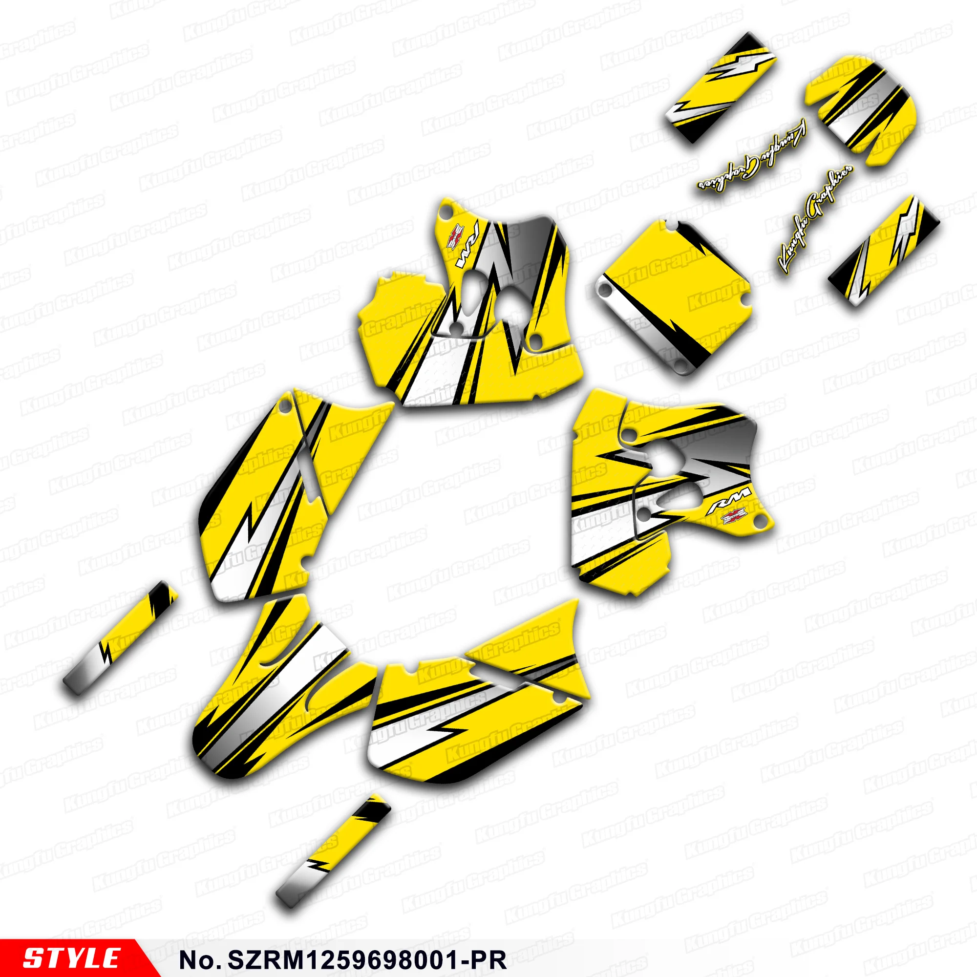 Aftermarket Motocross Full Vinyl Decals Stickers Kit for Suzuki RM125 RM250 1996 1997 1998, SZRM1259698001-PR