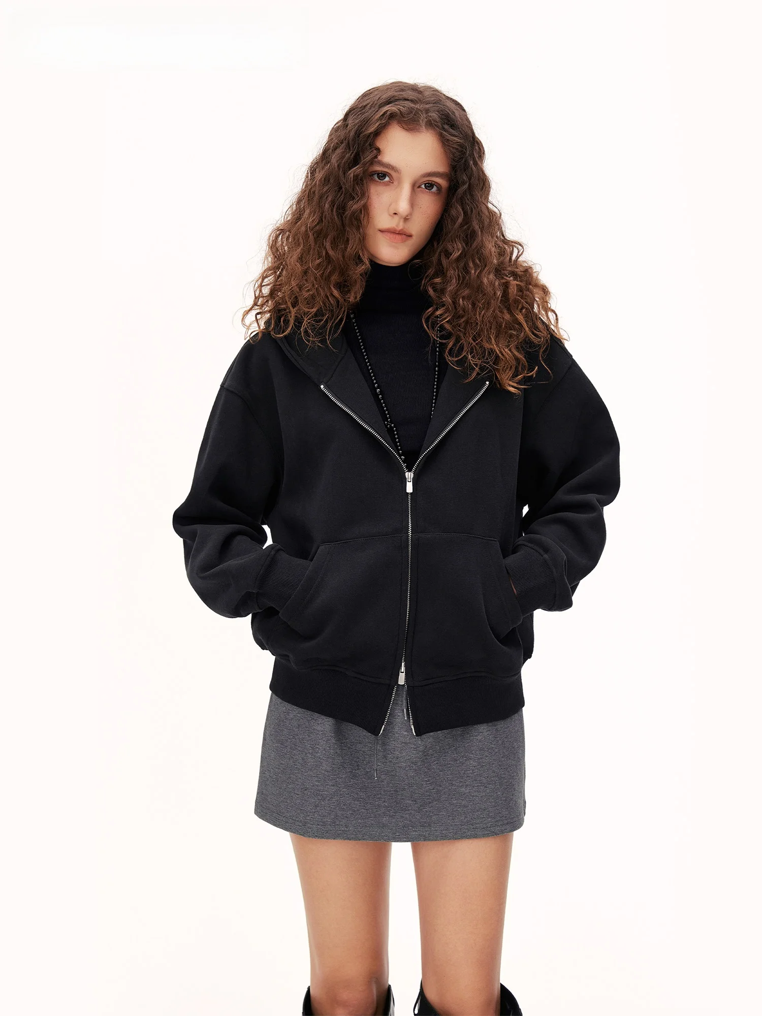 Women's Oversized Hooded Zipper Long Sleeve Cardigan Sweatshirt Jacket Double Zipper Breathable Polyester Cotton Blend Casual...