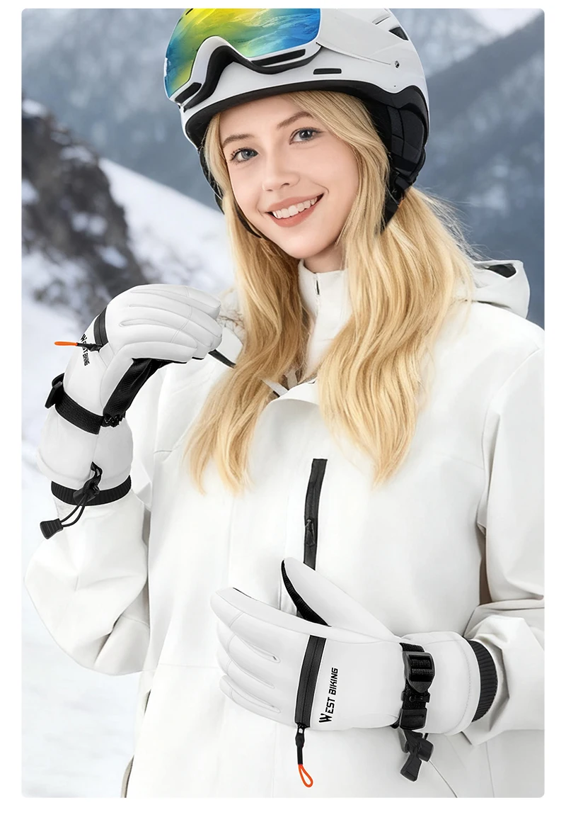 WEST BIKING Skihandschuhe Wasserdicht Dickes Fleece Thermische Winter-Fahrrad-Motorradhandschuhe Touchscreen-fähig Rutschfest Warme Handschuhe für Männer und Frauen – Detail 17