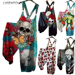 Women Casual Jumpsuits Sleeveless Multi-pattern Skull Print Summer Fashion Female New Loose Street 5XL Thin Jumpsuit Part 1