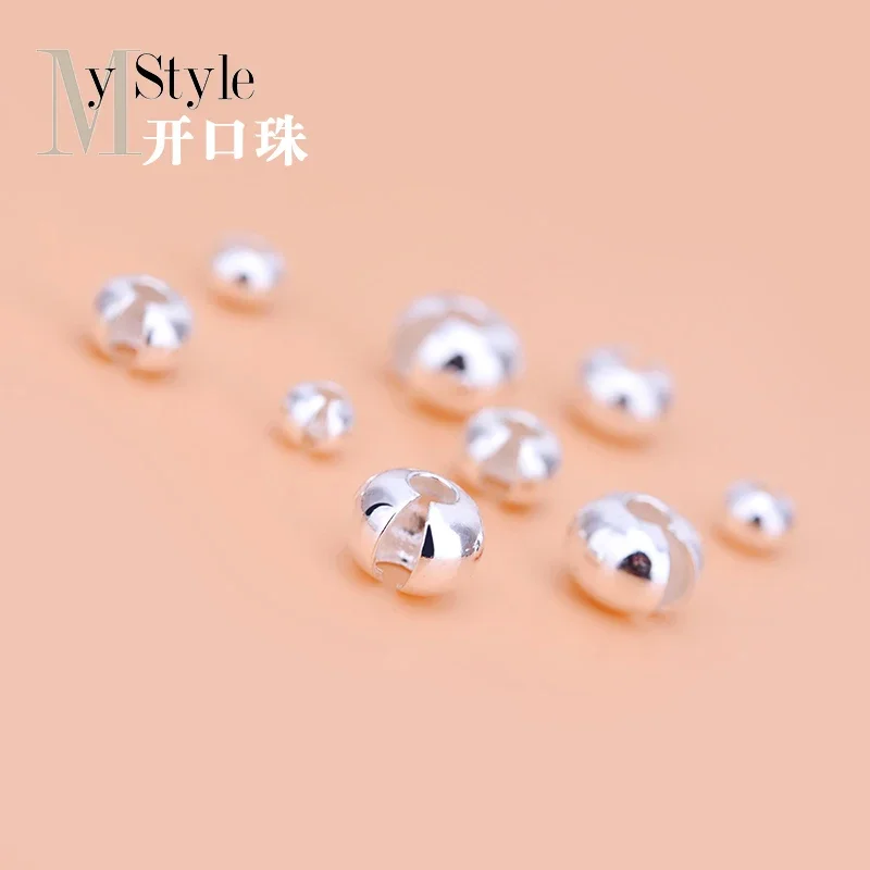 

10PCS S925 pure silver open bead open bead buckle positioning bead crescent buckle buckle string bead accessories