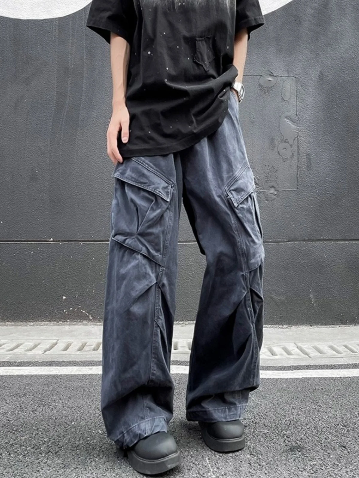 

Retro American Functional Sle Men's Summer Trendy High Street Vibe Straight Loose Logging Jeans Workwear Trousers