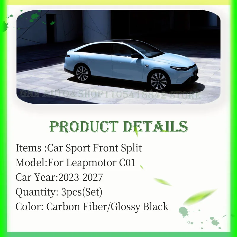 Car Front Bumper Split Lip For Leapmotor C01 2023-2027 ABS Anti-scratch Modification Splitter Glossy Black Decoration Auto Parts