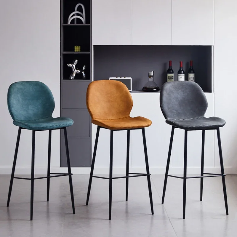 Sillas de Bar de diseño marrón verde azulado, sillas de Bar nórdicas de moda de calidad para sala de estar, Taburete minimalista moderno, muebles para el hogar