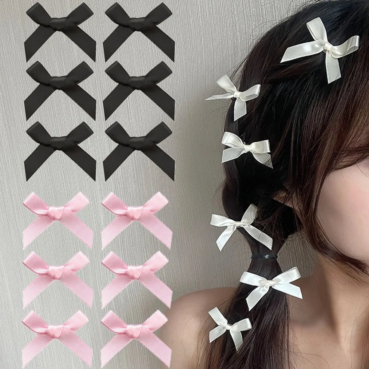 18 Peças de Acessórios de Cabelo Femininos: Mini Laços de Cor Sólida com Presilha, Estilo Bailarina, Fita Trançada para Meninas