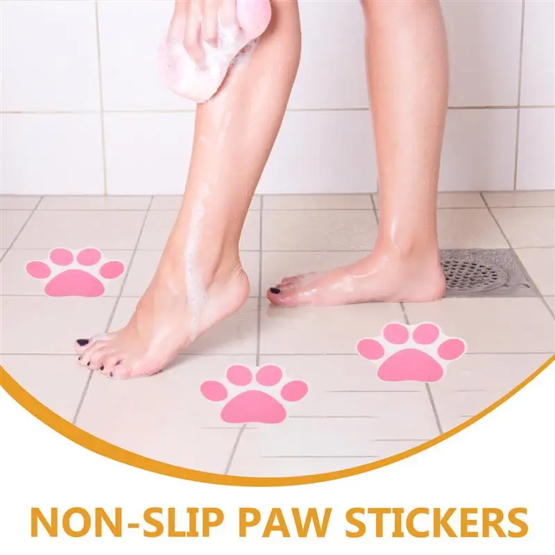 10pcs Bathtub Rug Cute Footprints Cat And Dog Paws Kitchen Bathroom Floor Anti-Slip Decorative Stickers Bathtub Stickers Paw