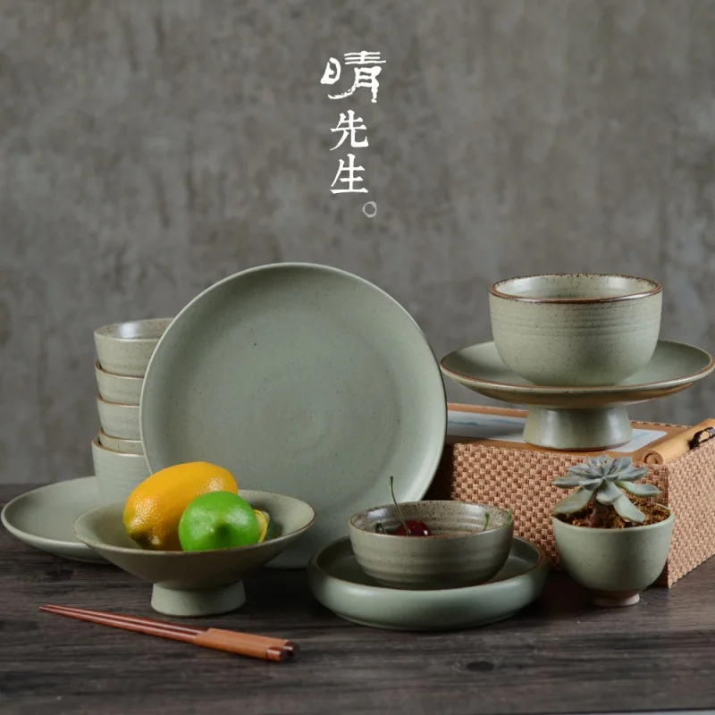 Japanese-Style Creative Tableware Rice Bowl Soup Bowl Household Large Bowl Bowl Pasta Bowl Stoneware Noodle Bowl Retro Personali