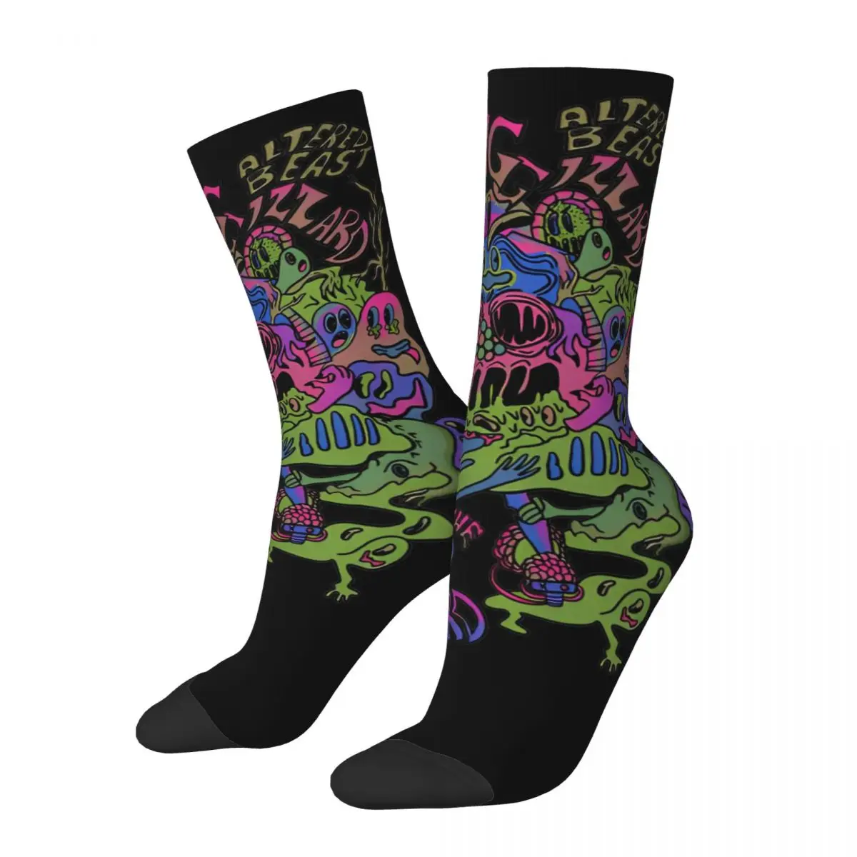 

Colorful King Gizzard And The Lizard Wizard Metal Band Theme Design Basketball Socks All Seasons Altered Beast Middle Tube Socks