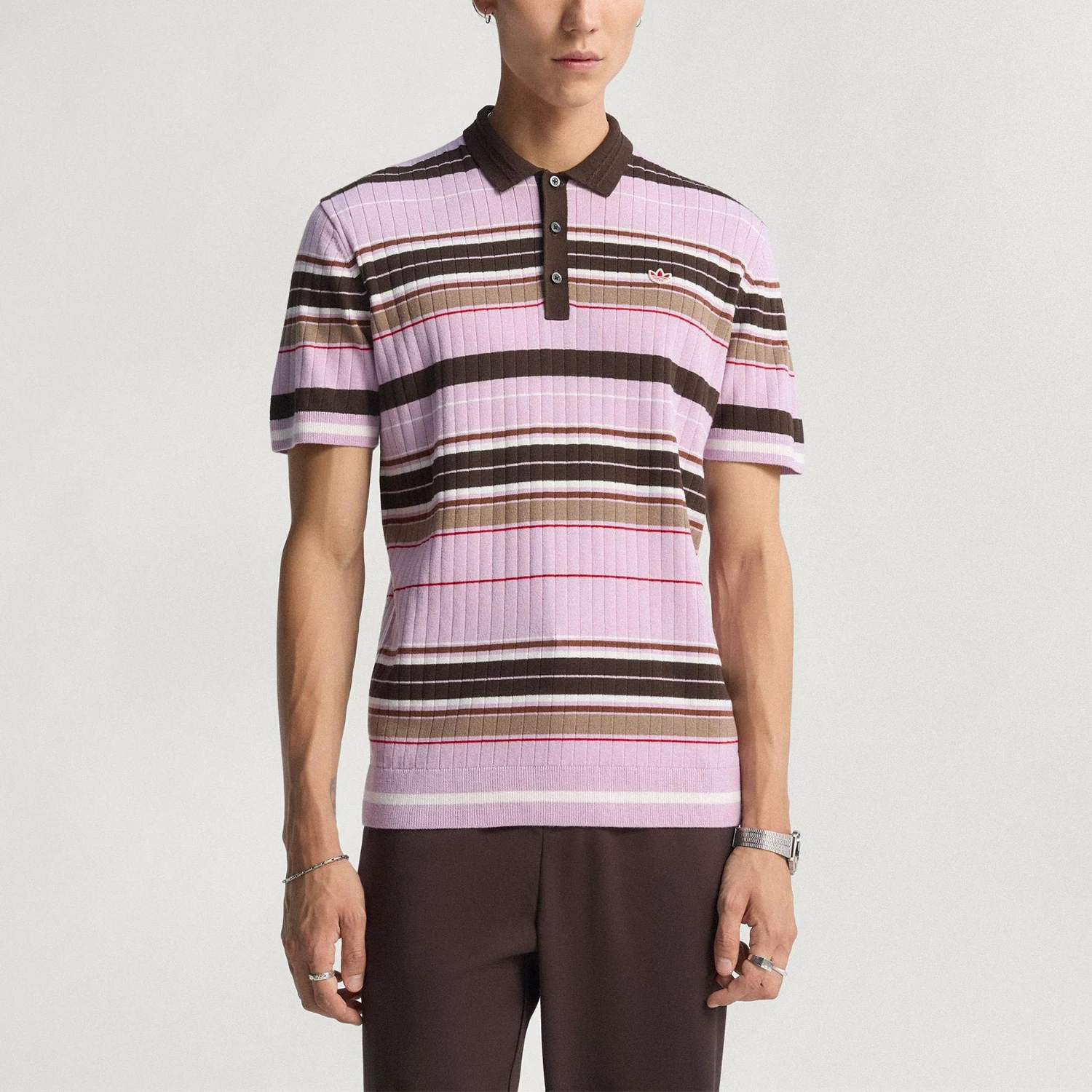 Adidas Authentic Three Leaves Men's Knitted Sports Golf Polo Shirt JN9733