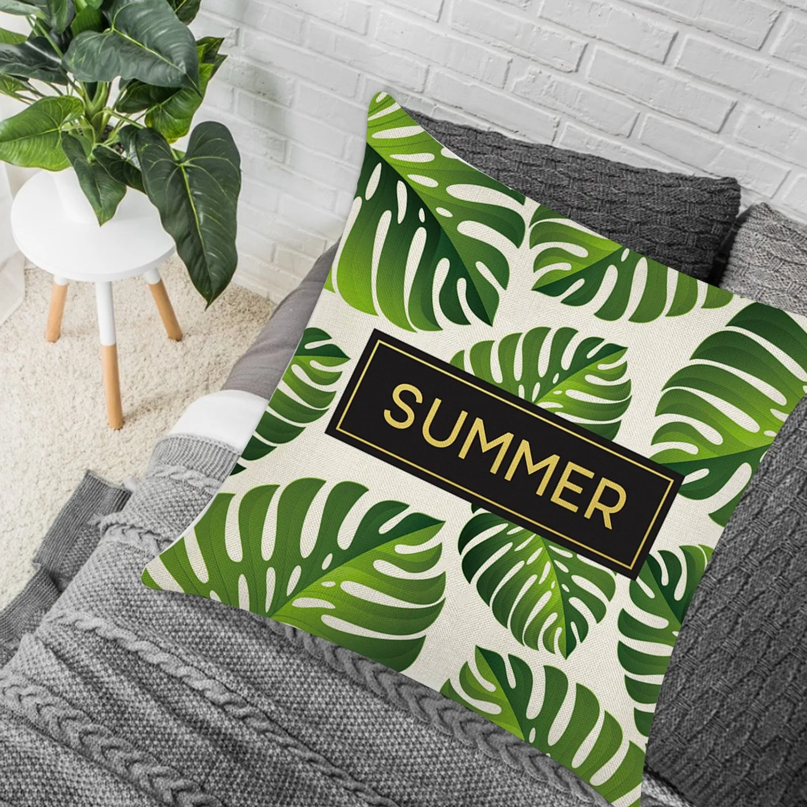 

Cloth Pillowcase 14 X 19 Pillowcase Green Tropical Plants Series Forests Themed Summer Throw Pillow Cover