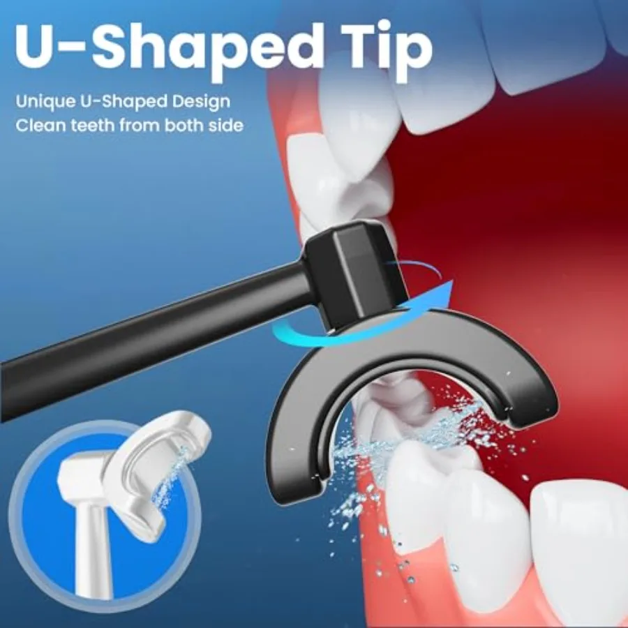 Cordless Water Flosser for home use, ABS plastic, white, 350ML tank with U-shaped nozzle and 7 jet tips