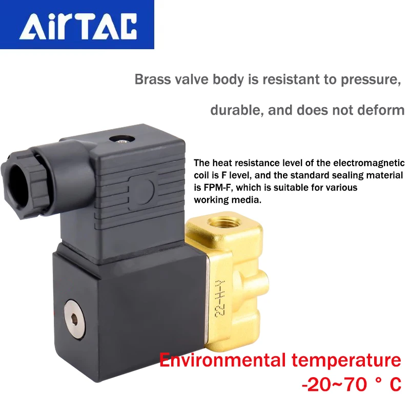 AirTAC Original 2WA030-06/08 Solenoid Switch Water Valve Direct Acting Normally Closed Fluid Control Valve 2WA050-10/15