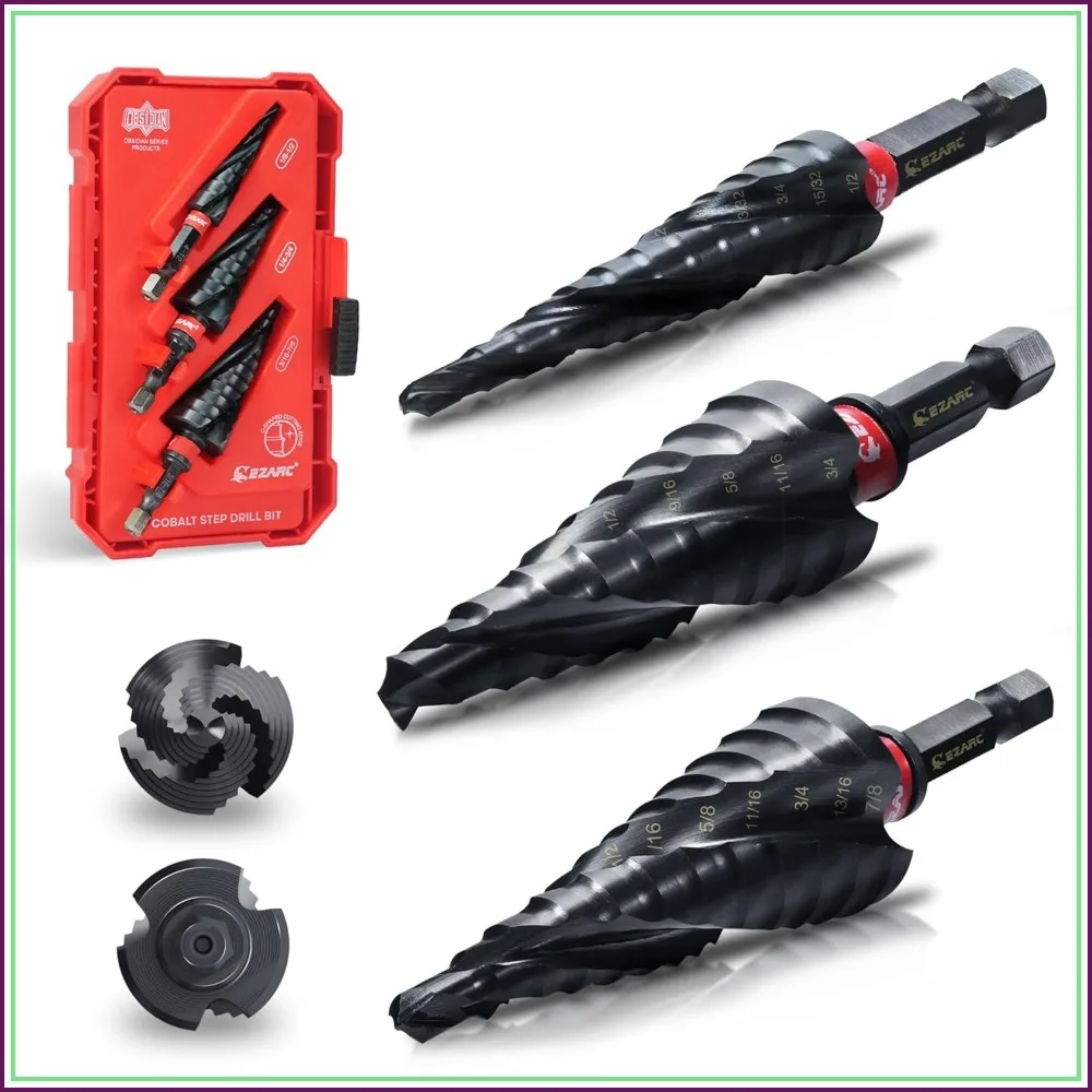 

M35 Cobalt Step Drill Bit Set 1/8"-7/8"(3pcs) AlTiN Coated, Hex Shank for Metal, Stainless Steel, Aluminum