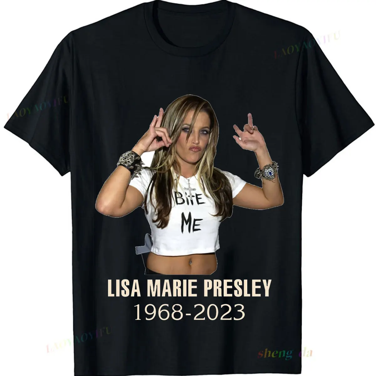 RIP Lisa Marie Presley Signature1968 2023 T-Shirt Pure Cotton Men Women Unisex Retro Style Short Sleeves Streetwear T-shirts