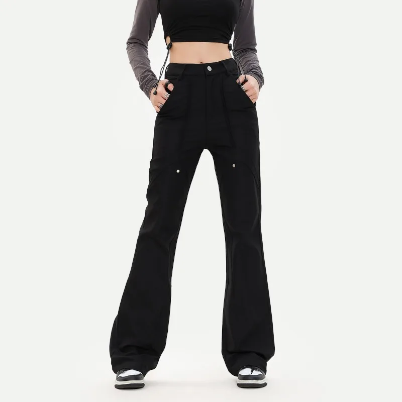 OR FL Women's American Streetwear Brand Wei La Suit Pants Vibe Staraight Drooping Sensation Retro Black Slacks Trousers Y2k