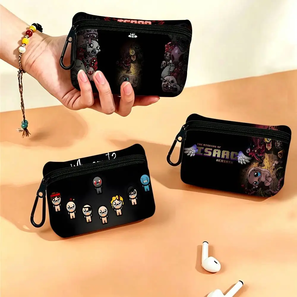 Dark EERIE the B-Binding of I-Isaac Lightweight Oxford Fabric Coin Purse Carabiner Hook Design Mini Card Key Organizer Bag